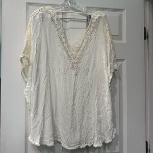White crochet Trimmed cover up tunic